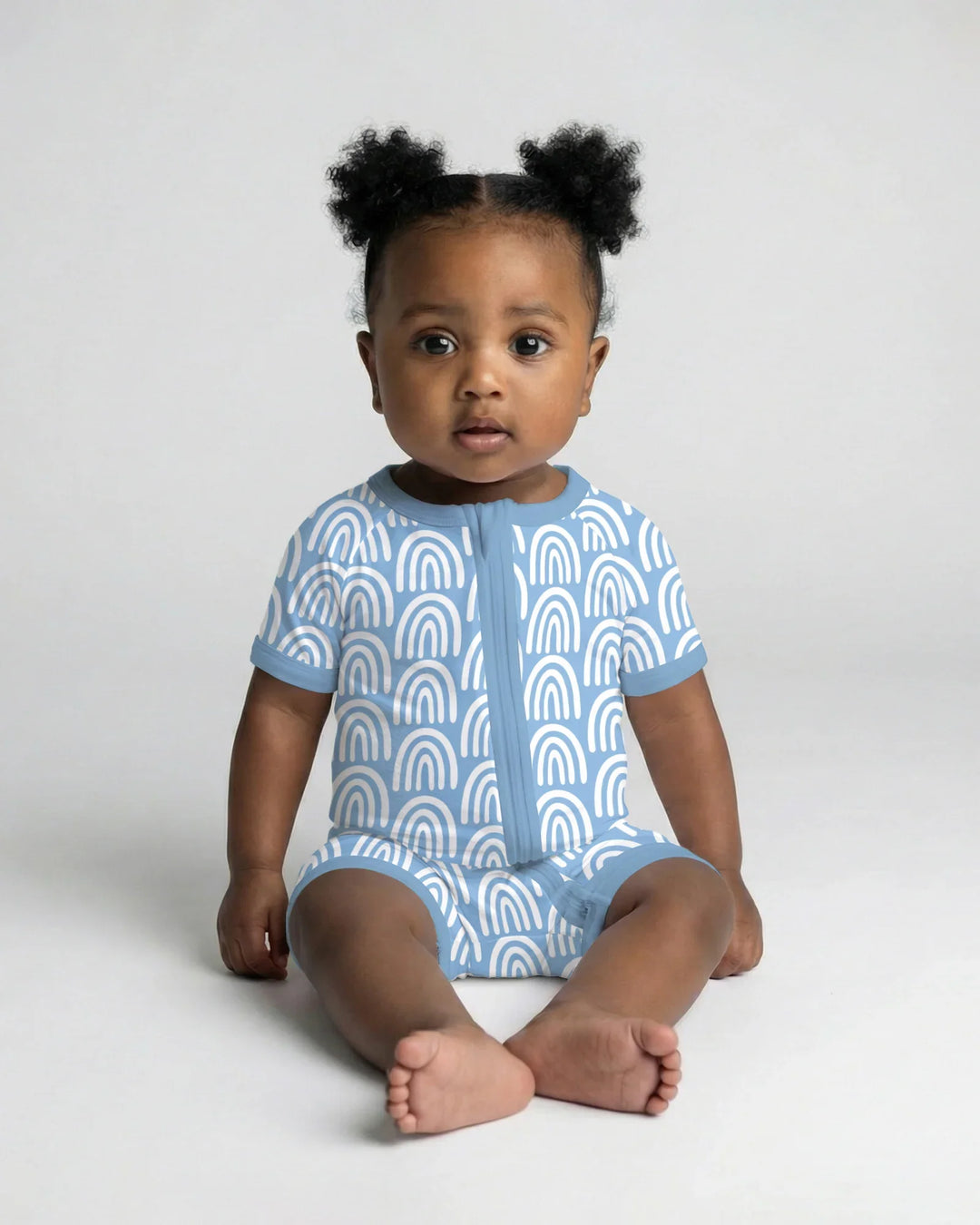 Sky Blue Rainbows Bamboo Shorty Zippy