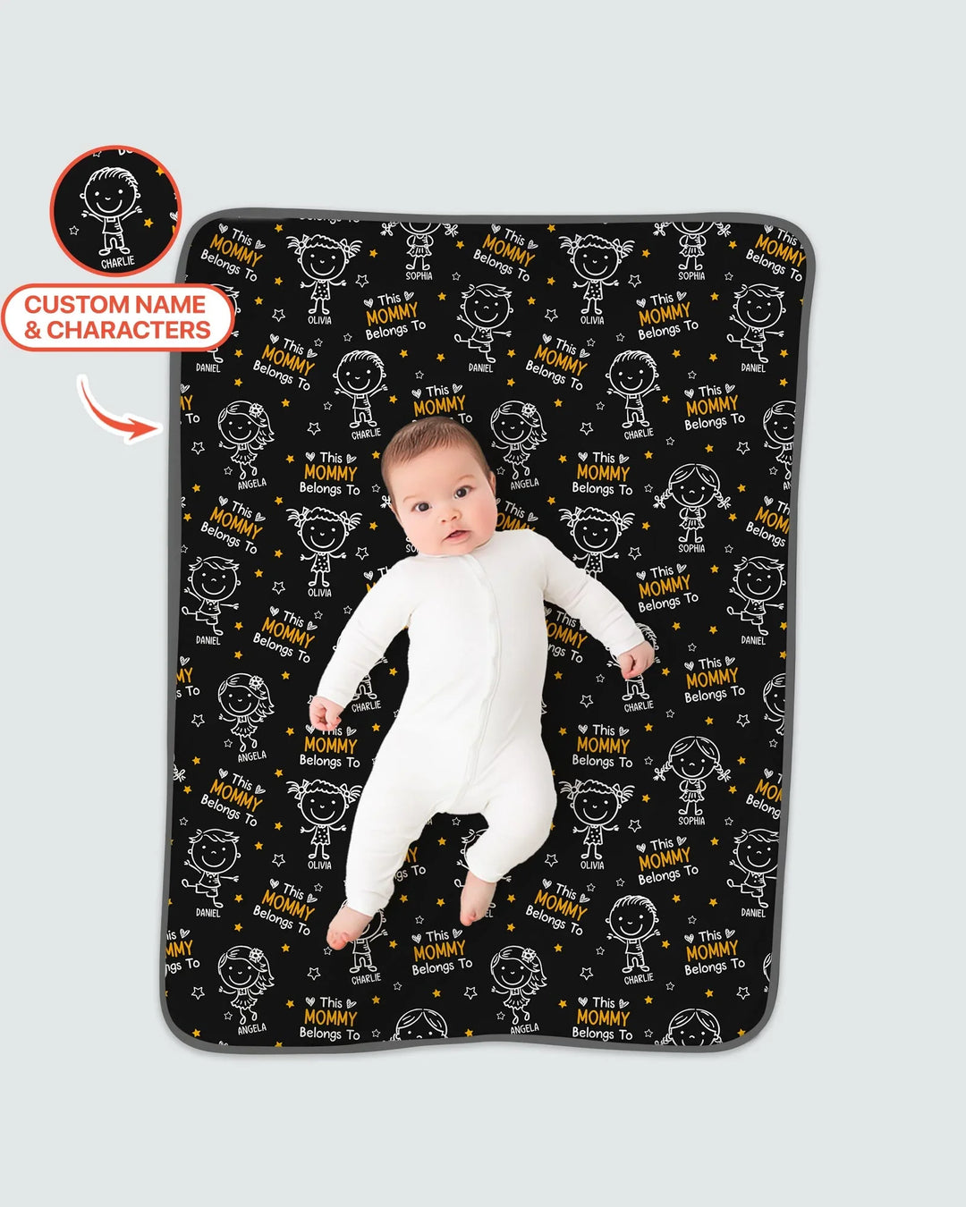 Custom Name "This Mommy Belongs To" Doodle Bamboo Blanket