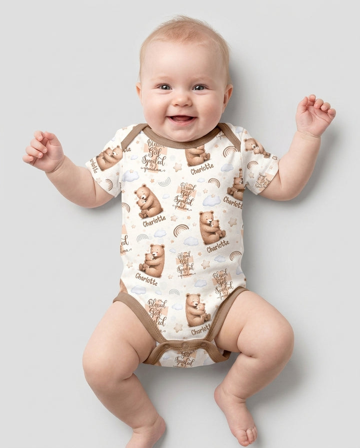 Custom Name Blessed By God Spoiled By Grandma Bamboo Bodysuit