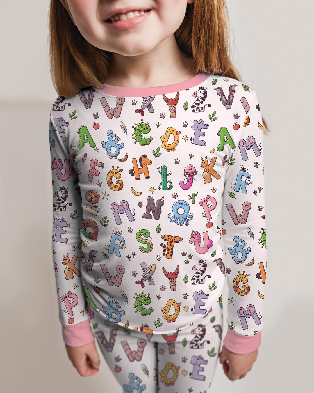 Animals Alphabet Bamboo Two Piece Long Sleeve Pajama Set