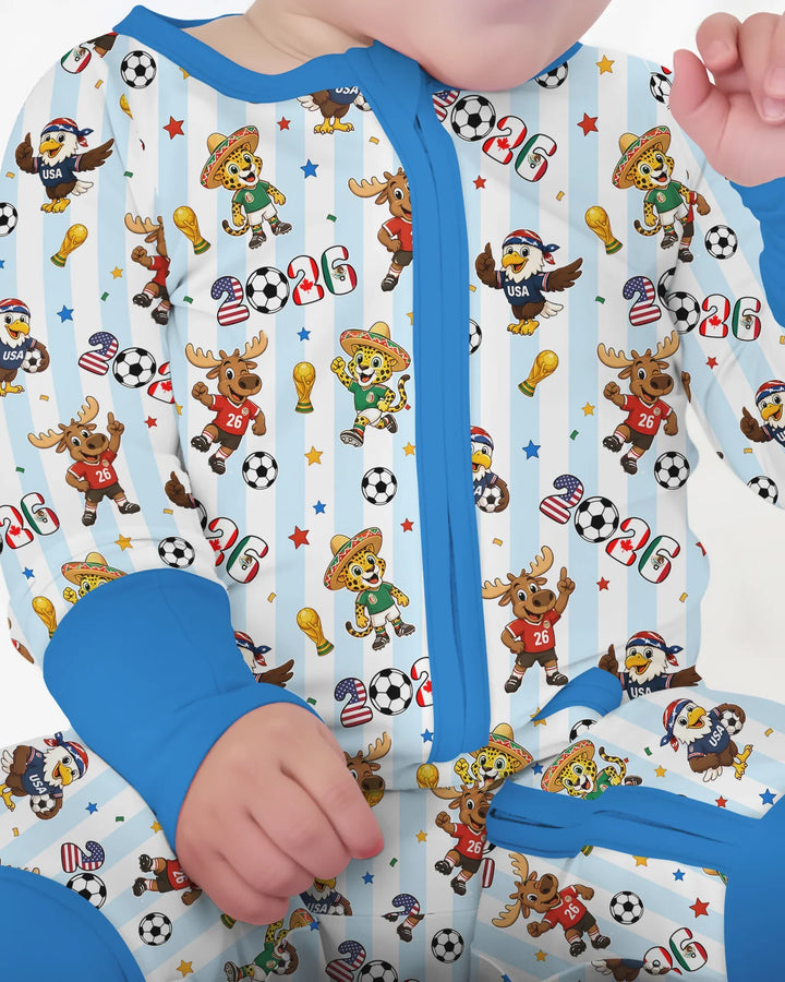 Striped Cute Mascots Soccer Cup 2026 Bamboo Convertible Zippy