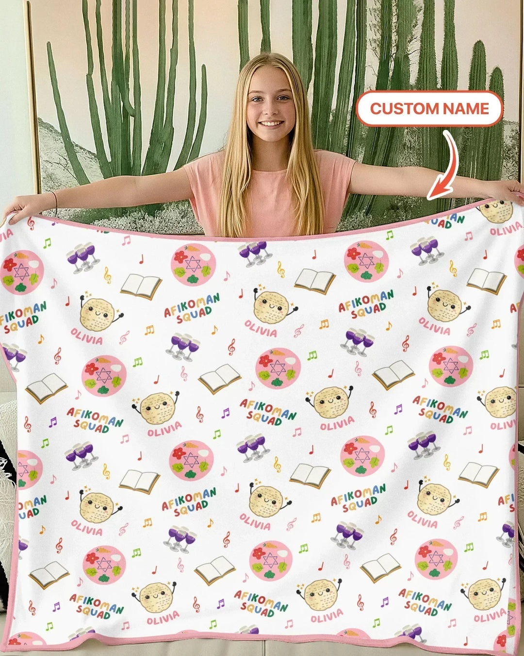 Custom Name Passover Afikoman Squad Bamboo Blanket