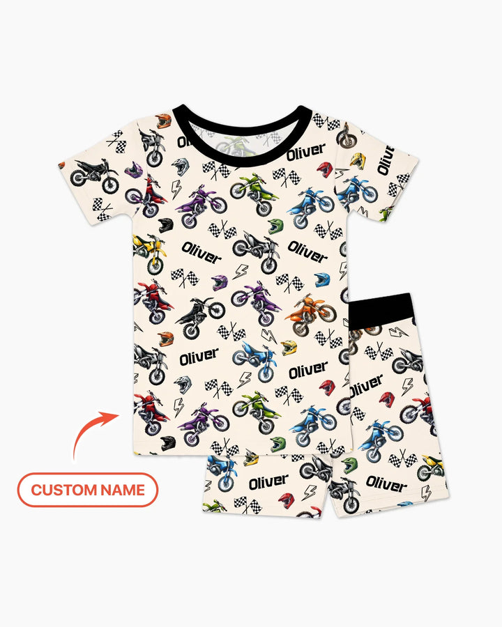 Zweiteiliges Pyjama-Set mit kurzen Ärmeln und Shorts im Sommer-Design