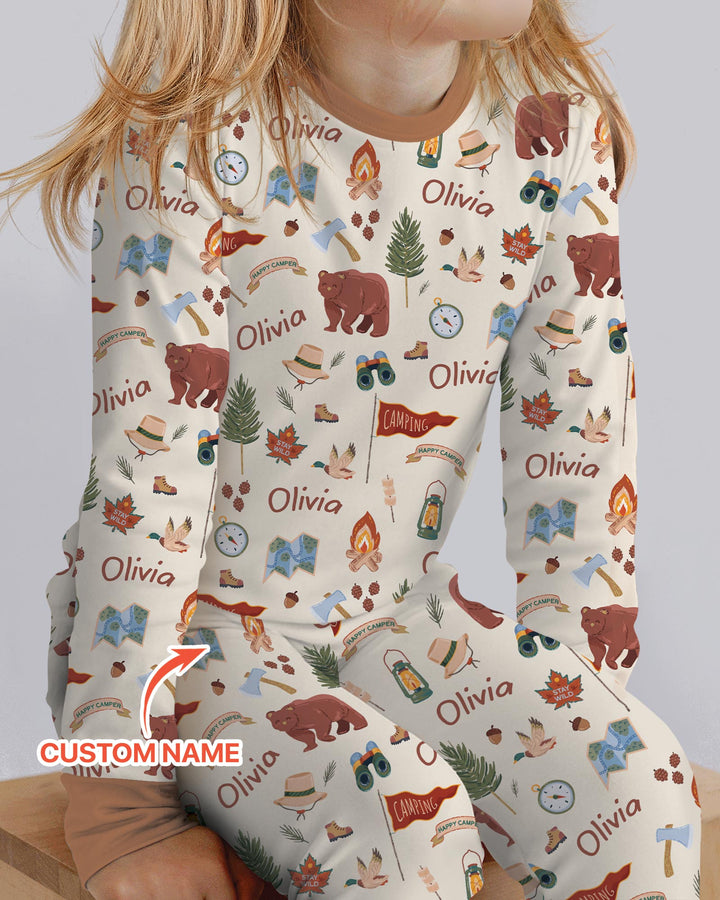 Custom Name Adventure Outdoors Bamboo Two Piece Long Sleeve Pajama Set