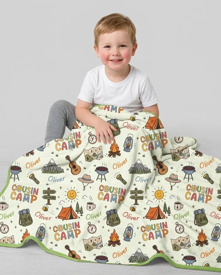Custom Name Cousin Camp 2026 Bamboo Blanket