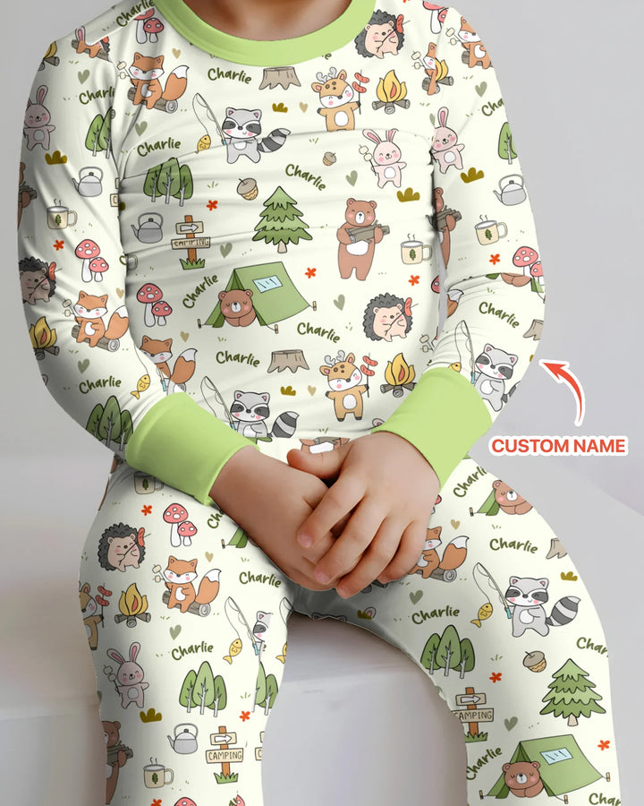Zweiteiliges Langarm-Pyjama-Set mit Sommerfrüchten
