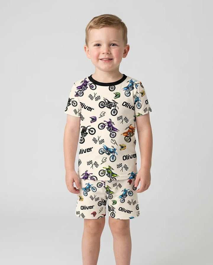 Zweiteiliges Pyjama-Set mit kurzen Ärmeln und Shorts im Sommer-Design