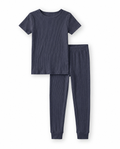 Navy Ribbed Bamboo Two Piece Short Sleeve Pajama Set