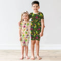 Template Zweiteiliges Pyjama-Set mit kurzen Ärmeln und Shorts