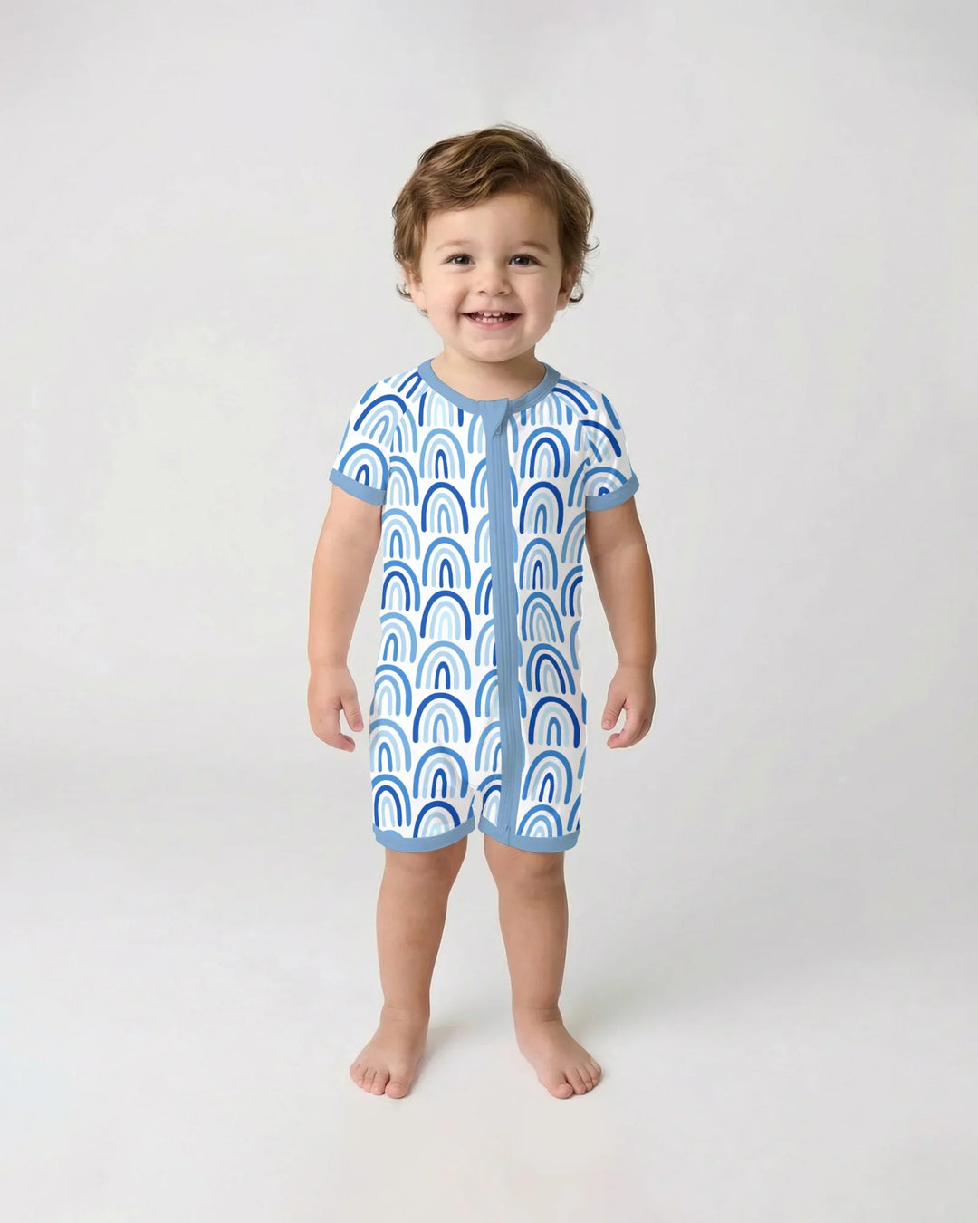 Sky Blue Rainbows Bamboo Shorty Zippy