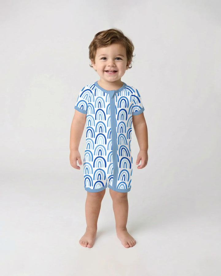 Sky Blue Rainbows Bamboo Shorty Zippy