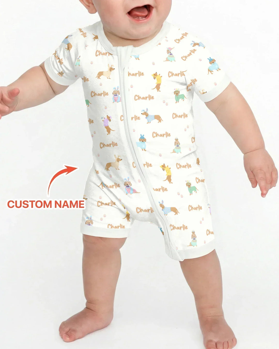 Custom Name Easter Dachshund Bamboo Shorty Zippy