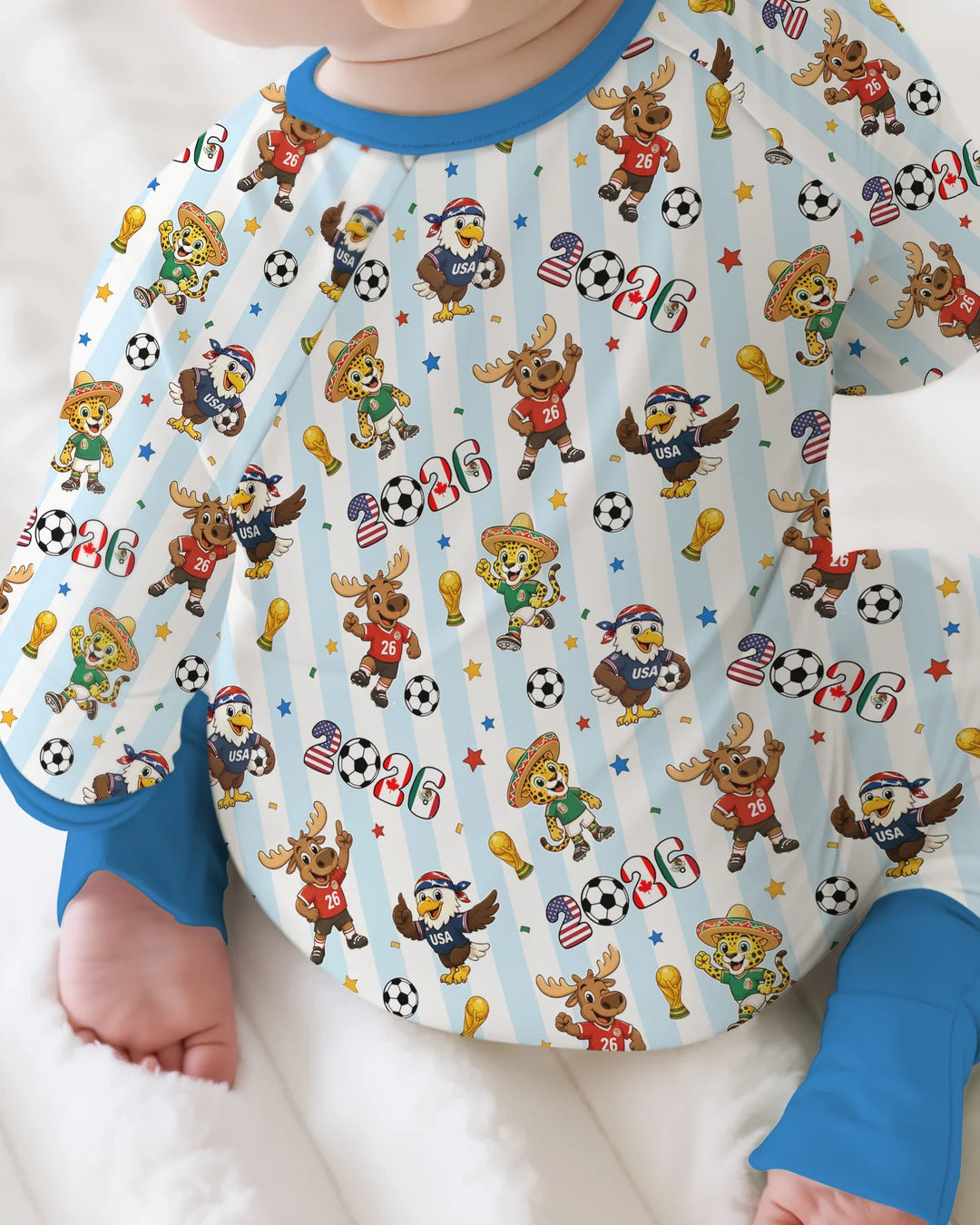 Striped Cute Mascots Soccer Cup 2026 Bamboo Convertible Zippy