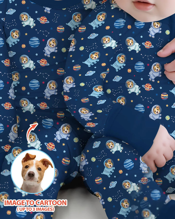 Astronaut Custom Pet Image Family Matching Bamboo Convertible Zippy