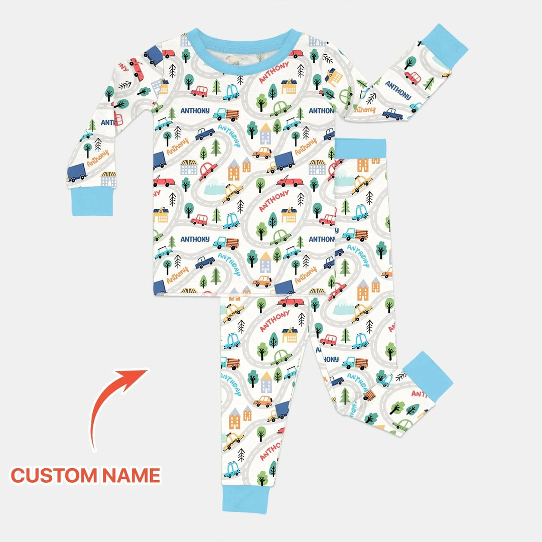 Zweiteiliges Langarm-Pyjama-Set mit Sommerfrüchten