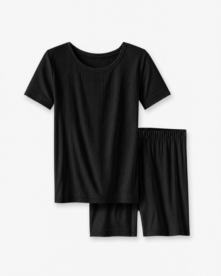 Ribbed Bamboo Two Piece Short Sleeve Short Pajama Set