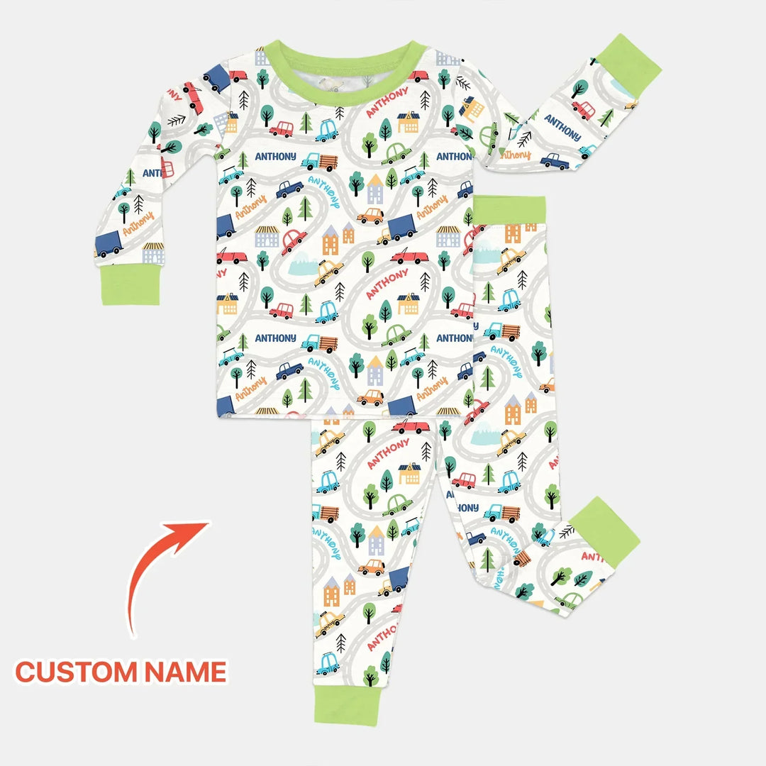 Zweiteiliges Langarm-Pyjama-Set mit Sommerfrüchten