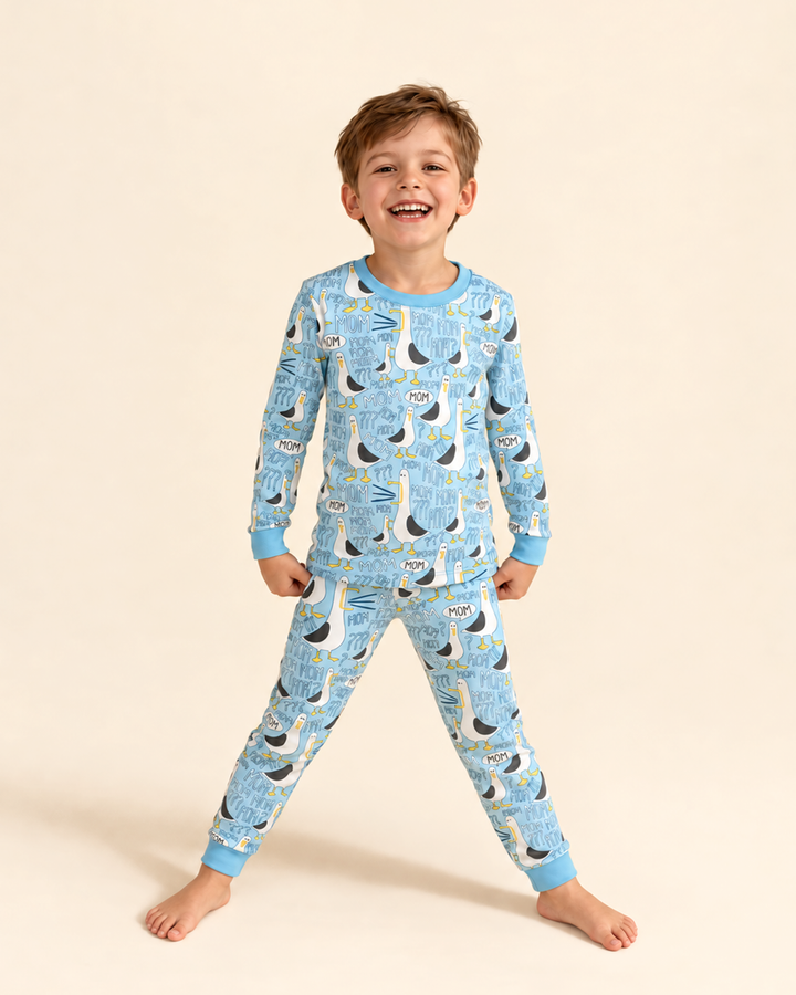 Funny Seagull MOM Two Piece Long Sleeve Pajama Set