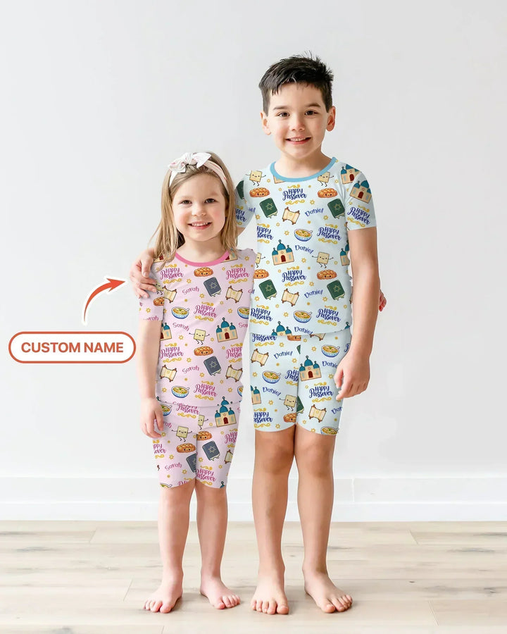 Zweiteiliges Pyjama-Set mit kurzen Ärmeln und Shorts im Sommer-Design