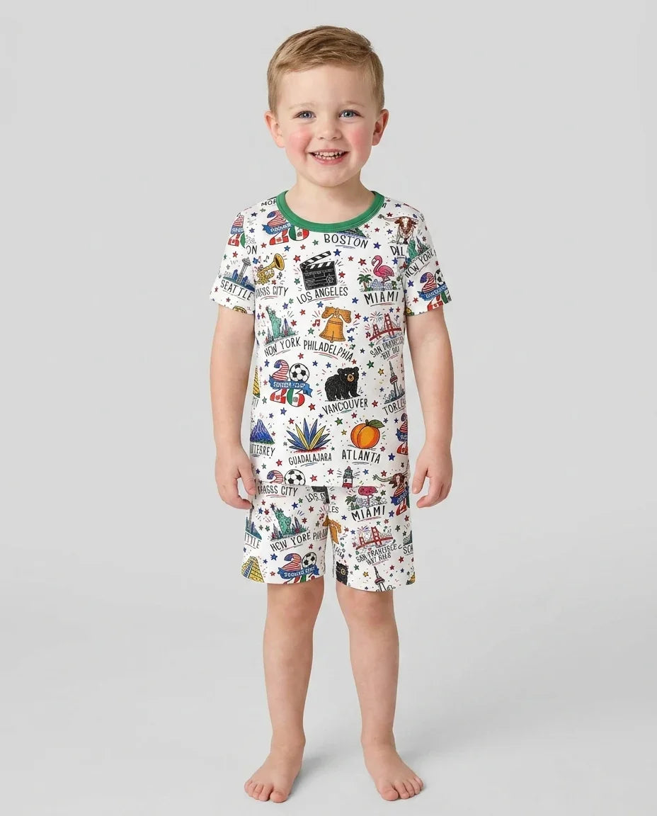 Schlafanzug-Set zweiteilig, kurze Ärmel, kurze Hose, Bambus