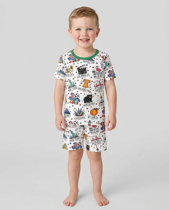 Schlafanzug-Set zweiteilig, kurze Ärmel, kurze Hose, Bambus