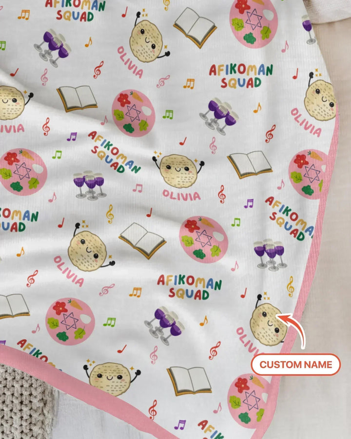 Custom Name Passover Afikoman Squad Bamboo Blanket
