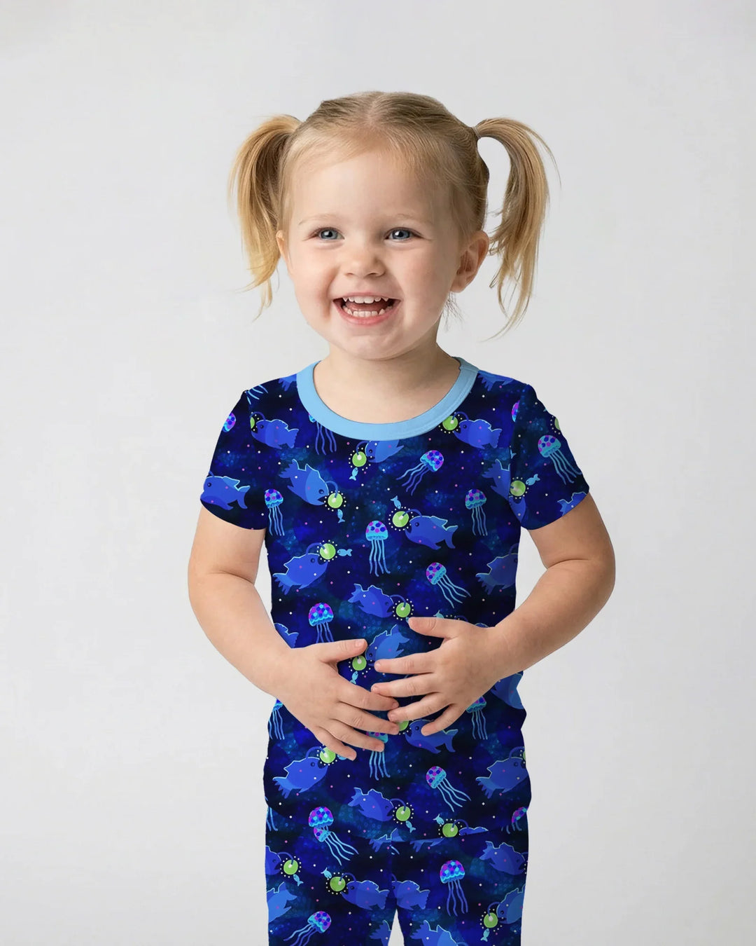 Happy Glow Fish Bamboo Two Piece Short Sleeve Pajama Set
