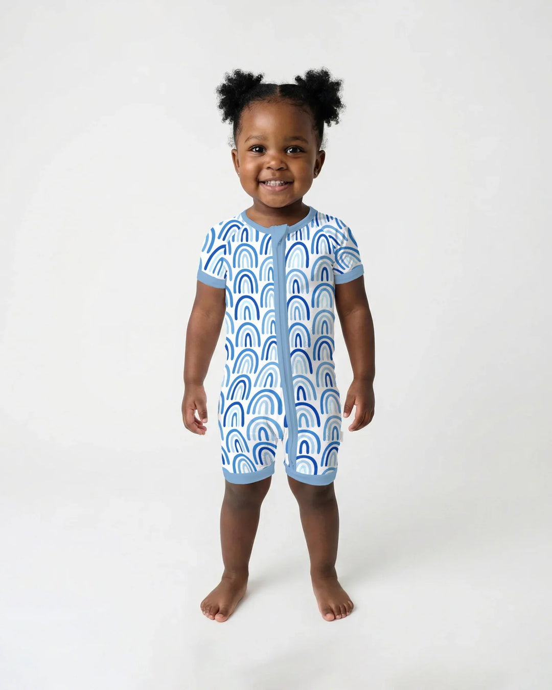 Sky Blue Rainbows Bamboo Shorty Zippy