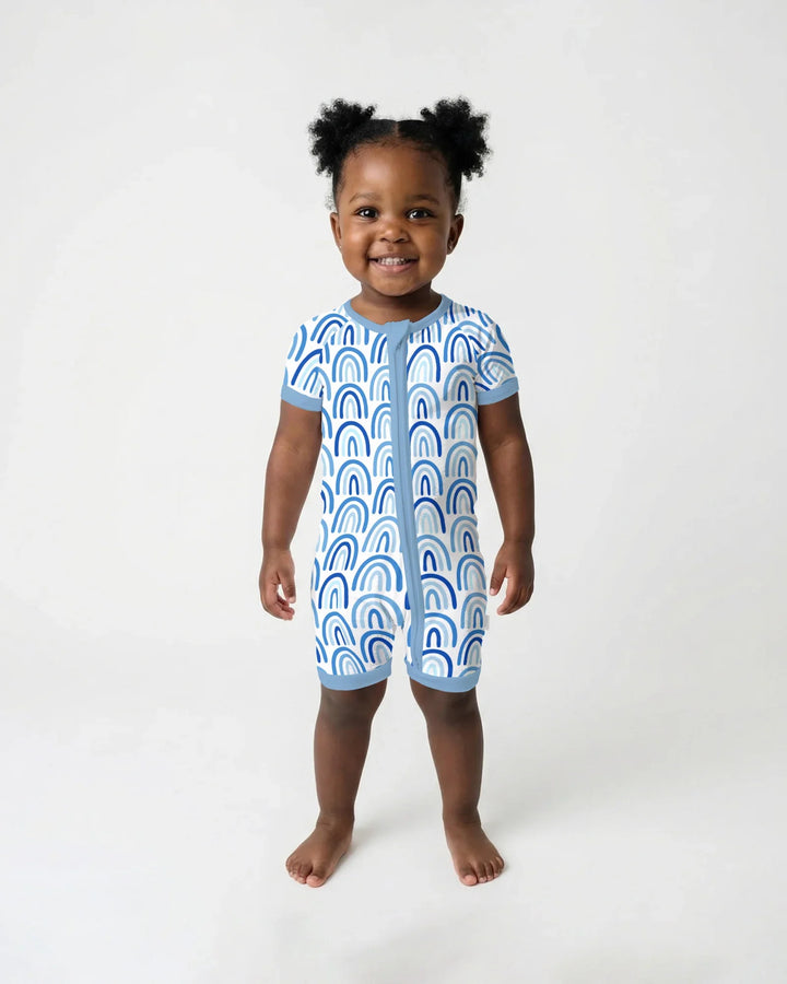 Sky Blue Rainbows Bamboo Shorty Zippy
