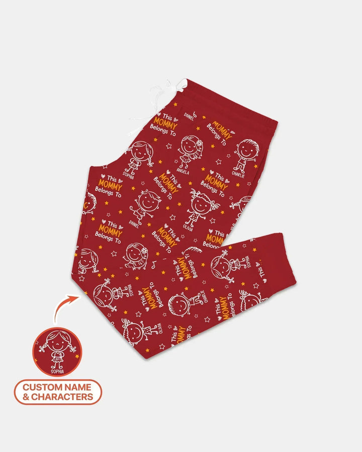 Personalisierter Name „Diese Mama gehört zu“ Doodle Bambus Damen Pyjama-Set
