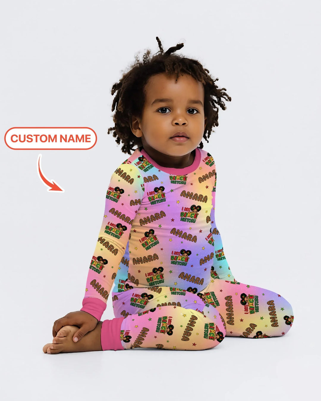 Custom Name I Am Black History Custom Bamboo Two Piece Long Sleeve Pajama Set