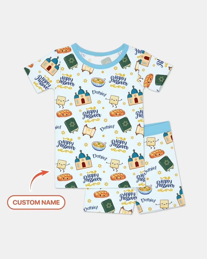 Zweiteiliges Pyjama-Set mit kurzen Ärmeln und Shorts im Sommer-Design