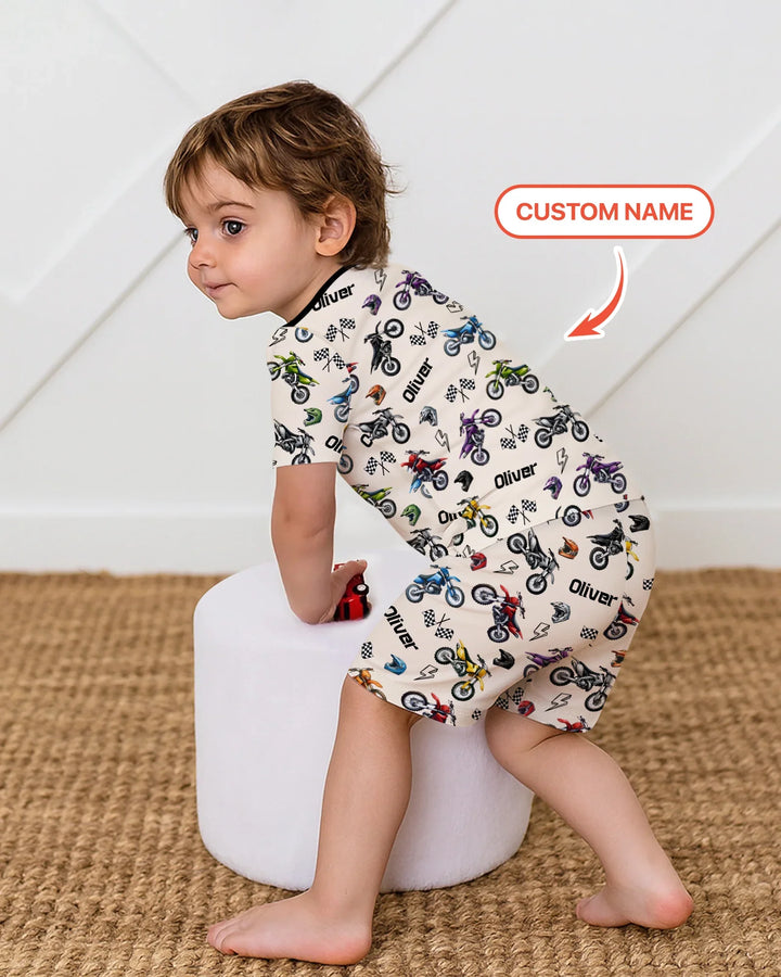 Zweiteiliges Pyjama-Set mit kurzen Ärmeln und Shorts im Sommer-Design