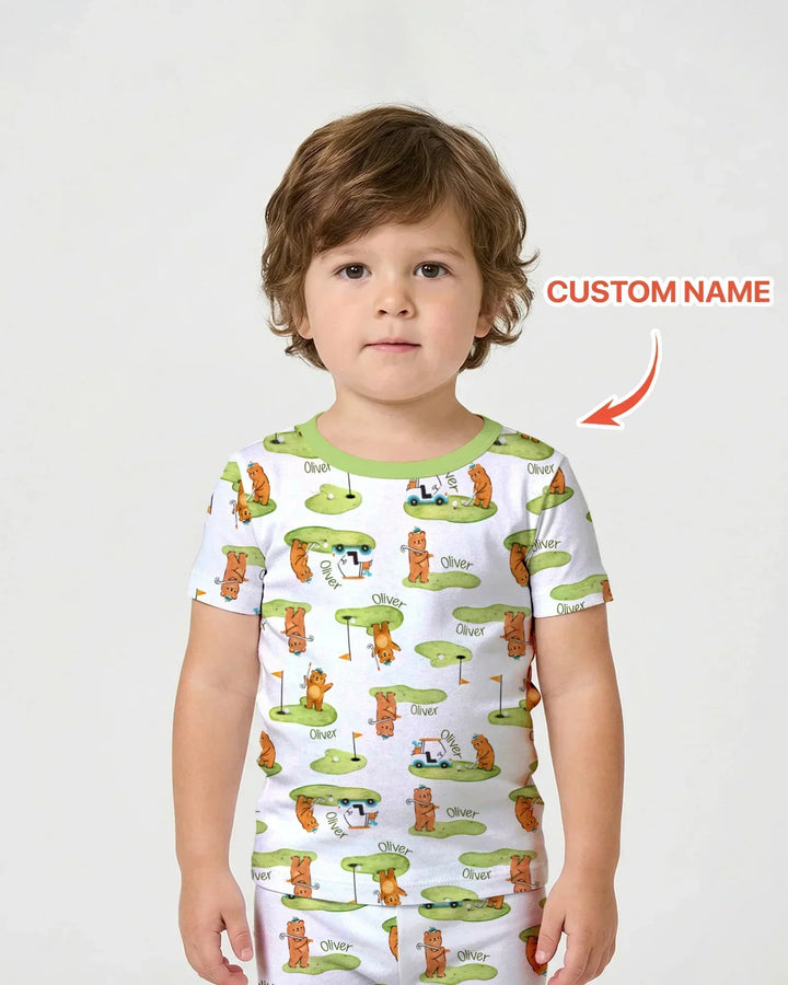 Zweiteiliges Pyjama-Set mit kurzen Ärmeln und Shorts im Sommer-Design