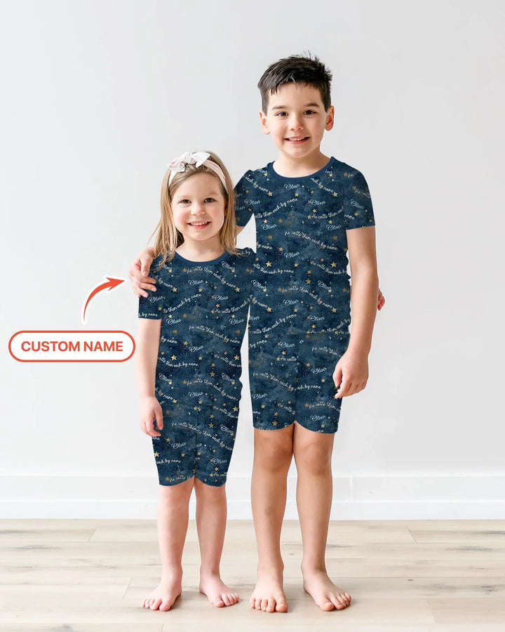 Called By Name — Personalized  Bamboo Two Piece Short Sleeve Shorts Pajama Set