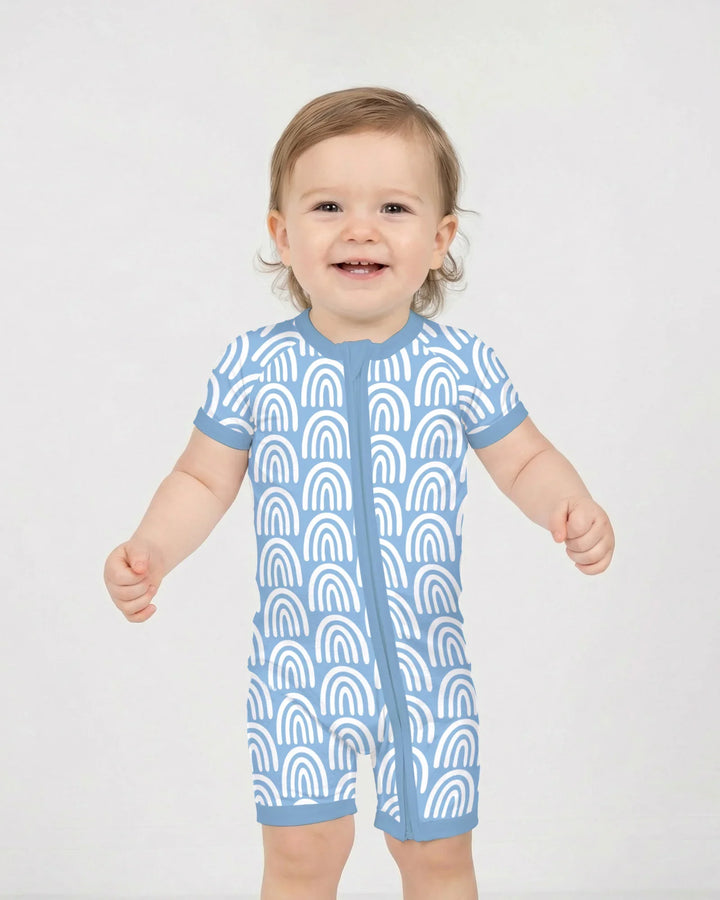 Sky Blue Rainbows Bamboo Shorty Zippy