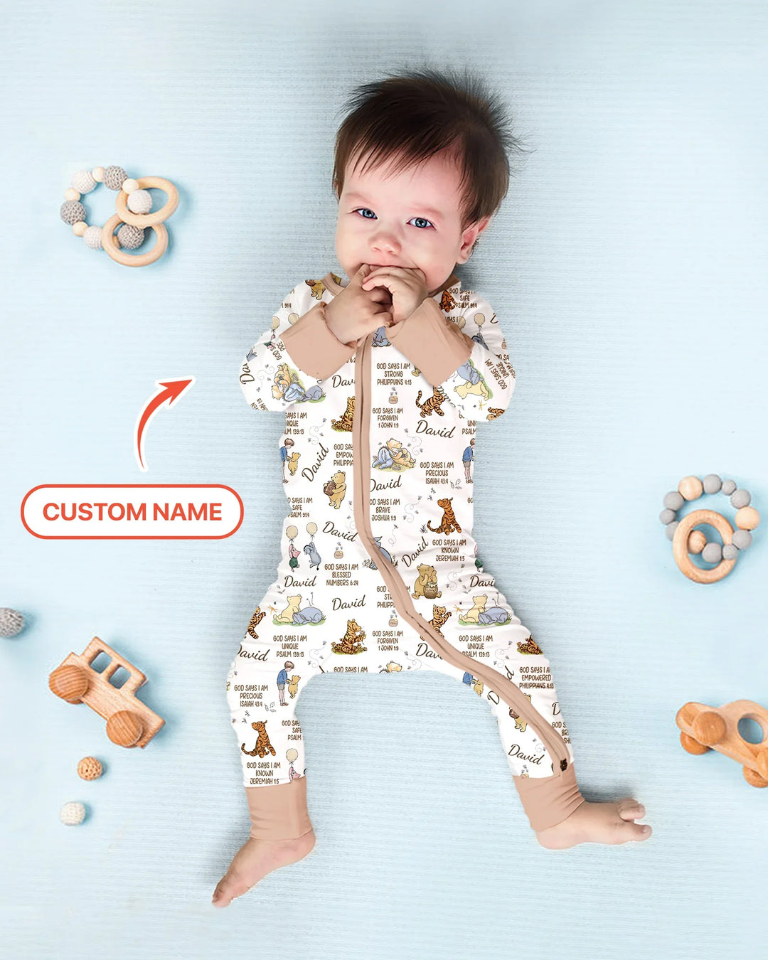 Custom Name God Says I Am Classic Bear Bamboo Convertible Zippy