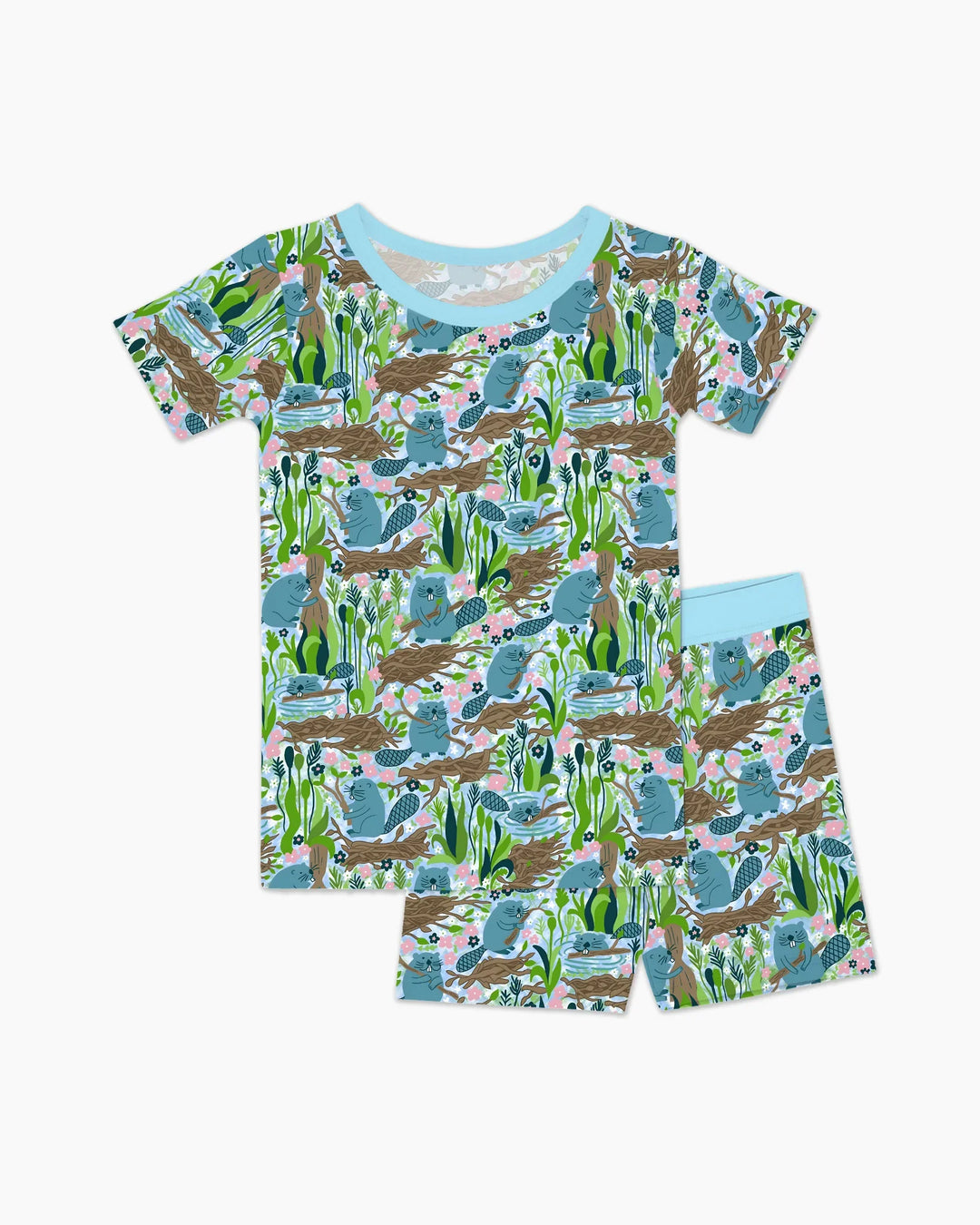Template Zweiteiliges Pyjama-Set mit kurzen Ärmeln und Shorts