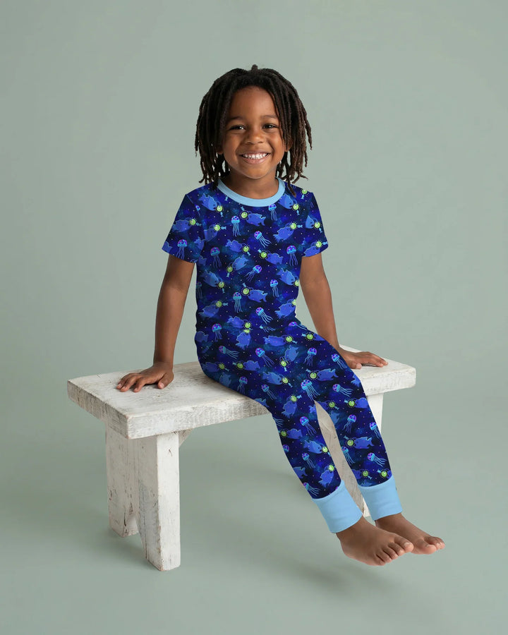 Happy Glow Fish Bamboo Two Piece Short Sleeve Pajama Set