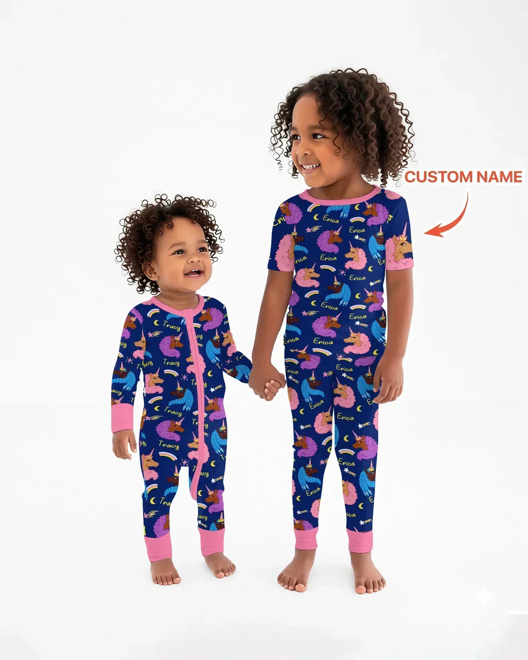 African Astro Unicorn Bamboo Two Piece Short Sleeve Pajama Set