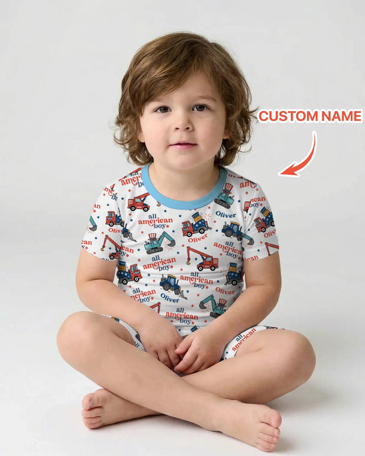 Zweiteiliges Pyjama-Set mit kurzen Ärmeln und Shorts im Sommer-Design
