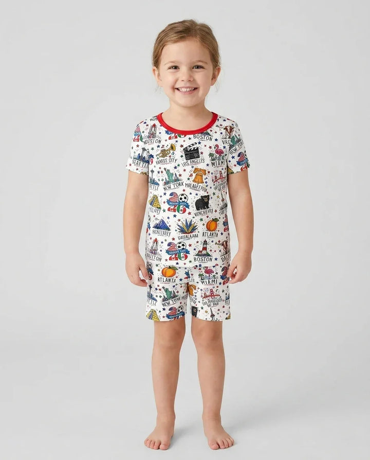 Schlafanzug-Set zweiteilig, kurze Ärmel, kurze Hose, Bambus
