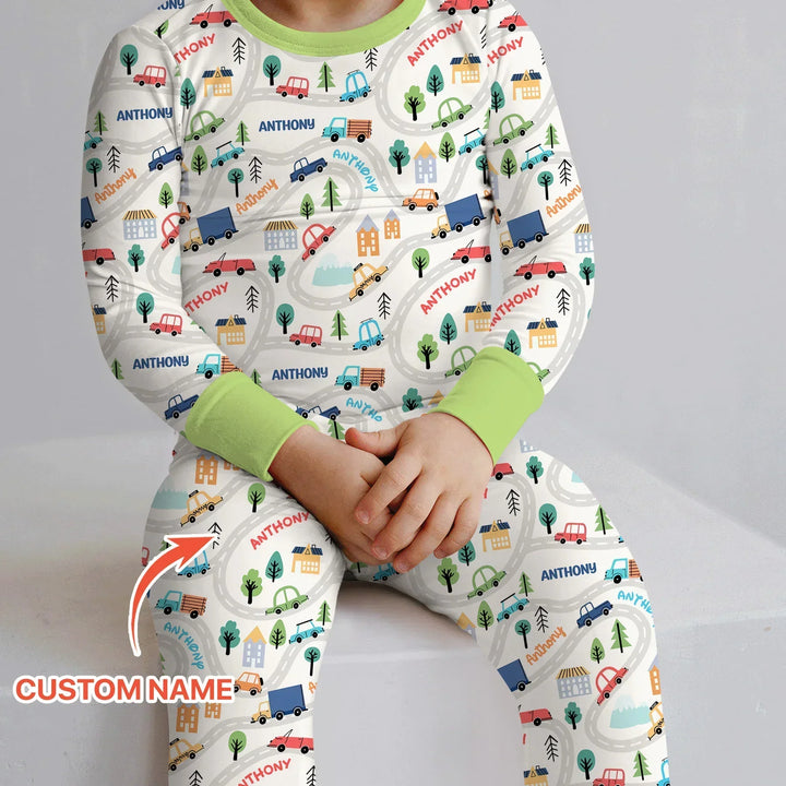 Zweiteiliges Langarm-Pyjama-Set mit Sommerfrüchten