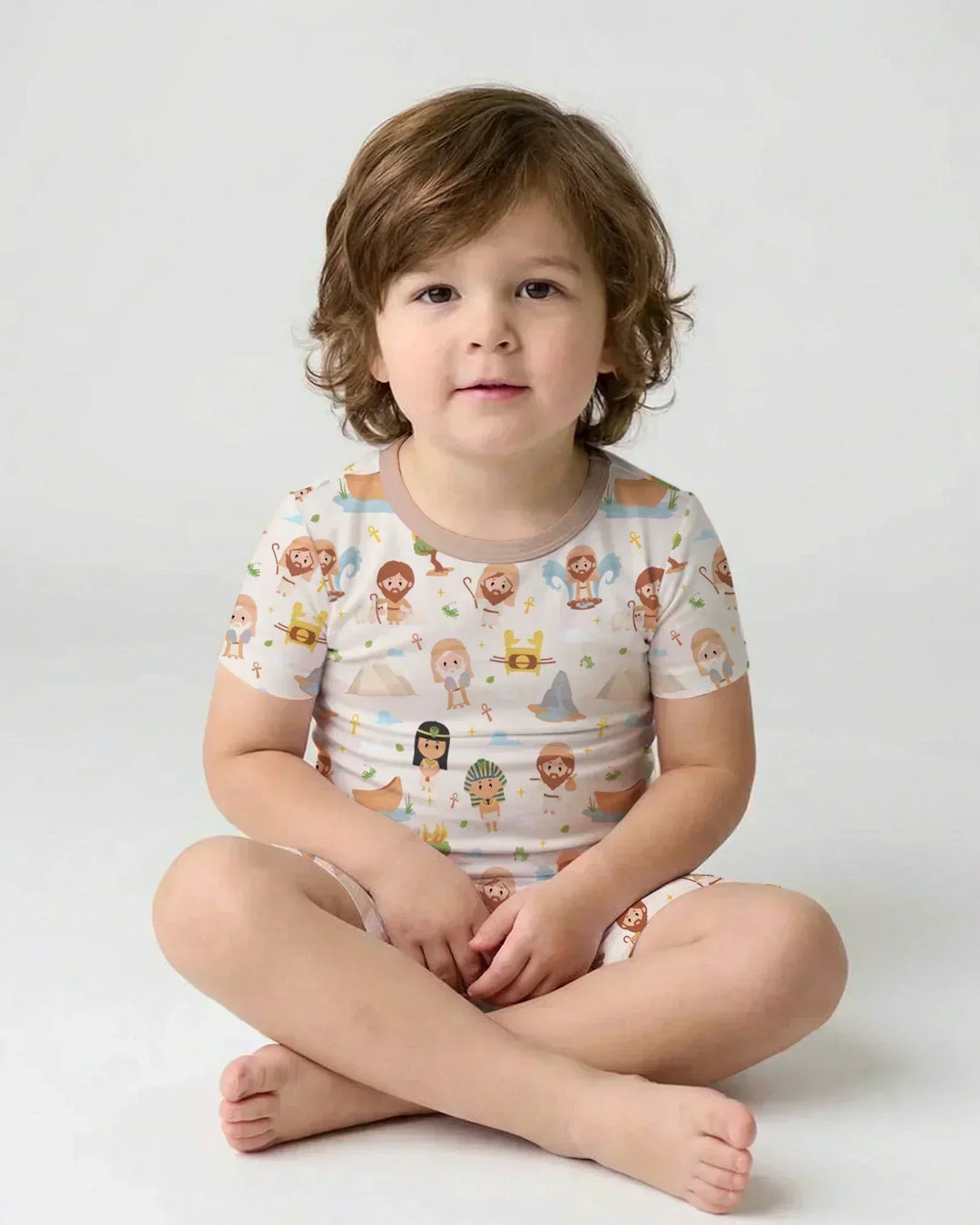 Moses Story Bamboo Two Piece Short Sleeve Shorts Pajama Set