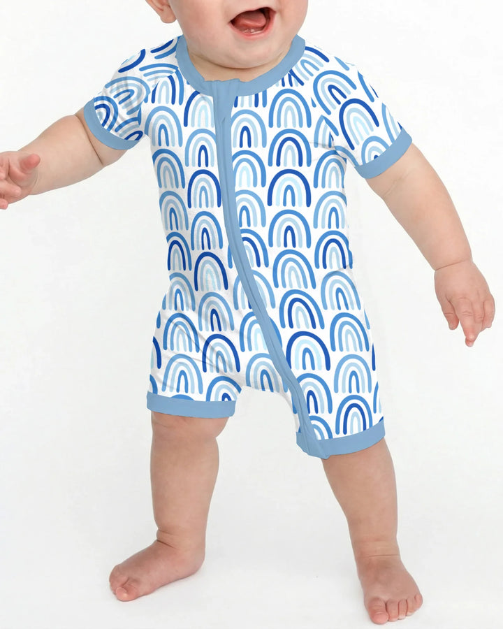 Sky Blue Rainbows Bamboo Shorty Zippy