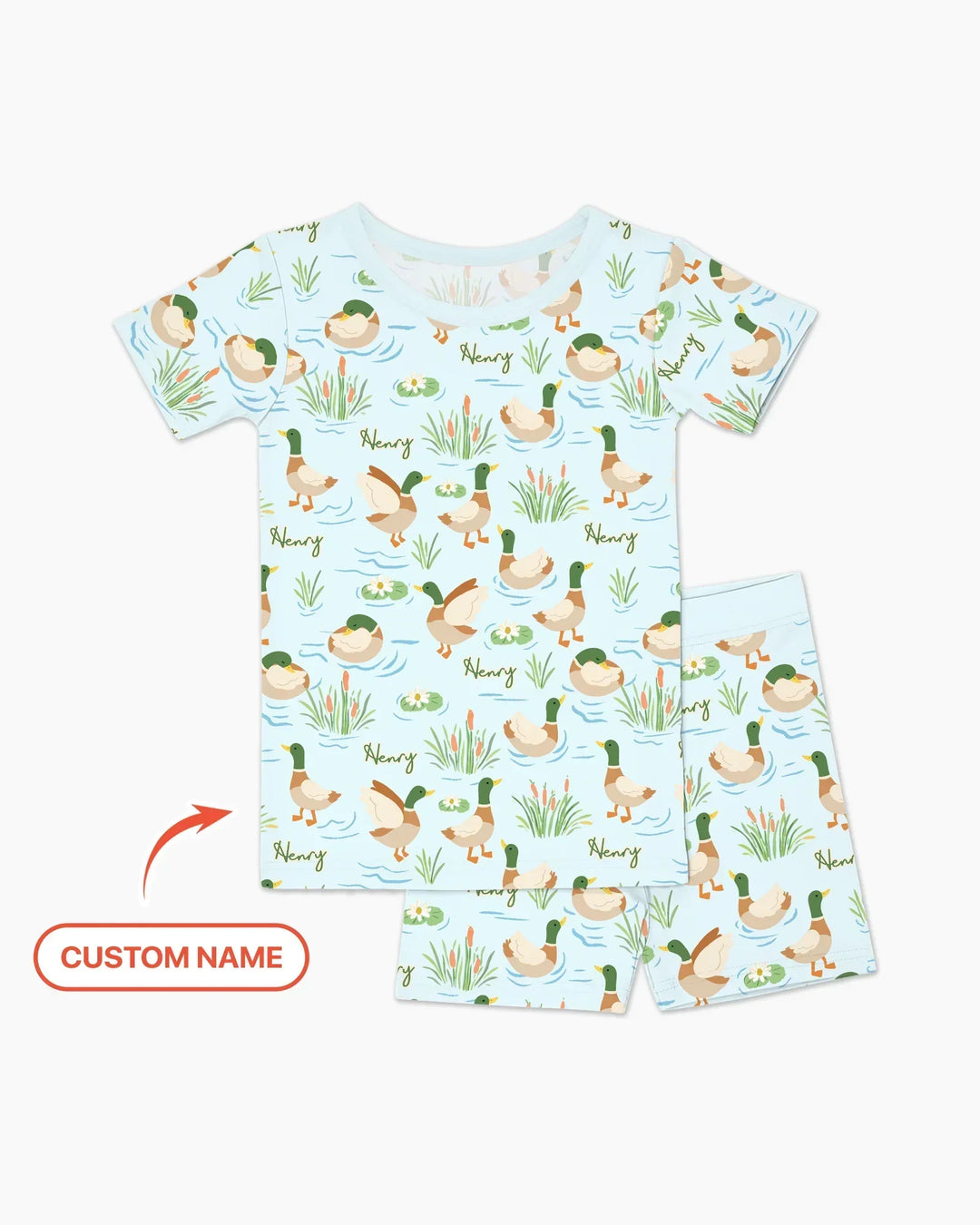 Zweiteiliges Pyjama-Set mit kurzen Ärmeln und Shorts im Sommer-Design