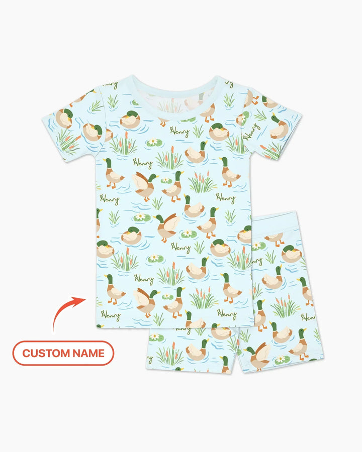 Zweiteiliges Pyjama-Set mit kurzen Ärmeln und Shorts im Sommer-Design