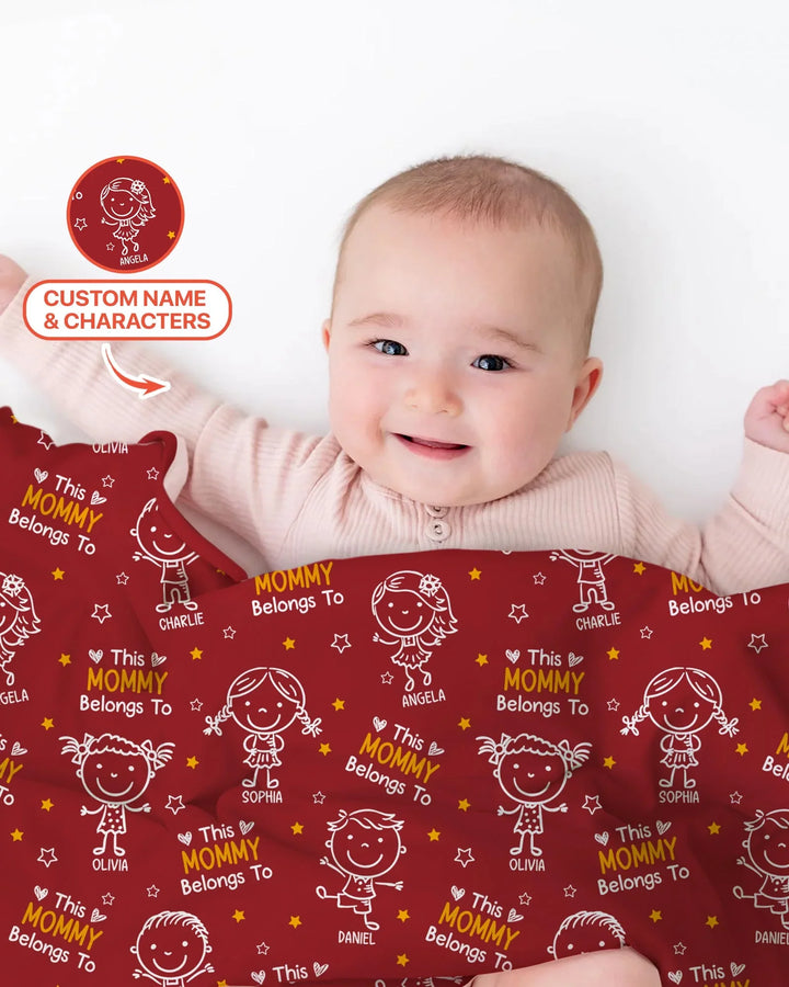 Custom Name "This Mommy Belongs To" Doodle Bamboo Blanket