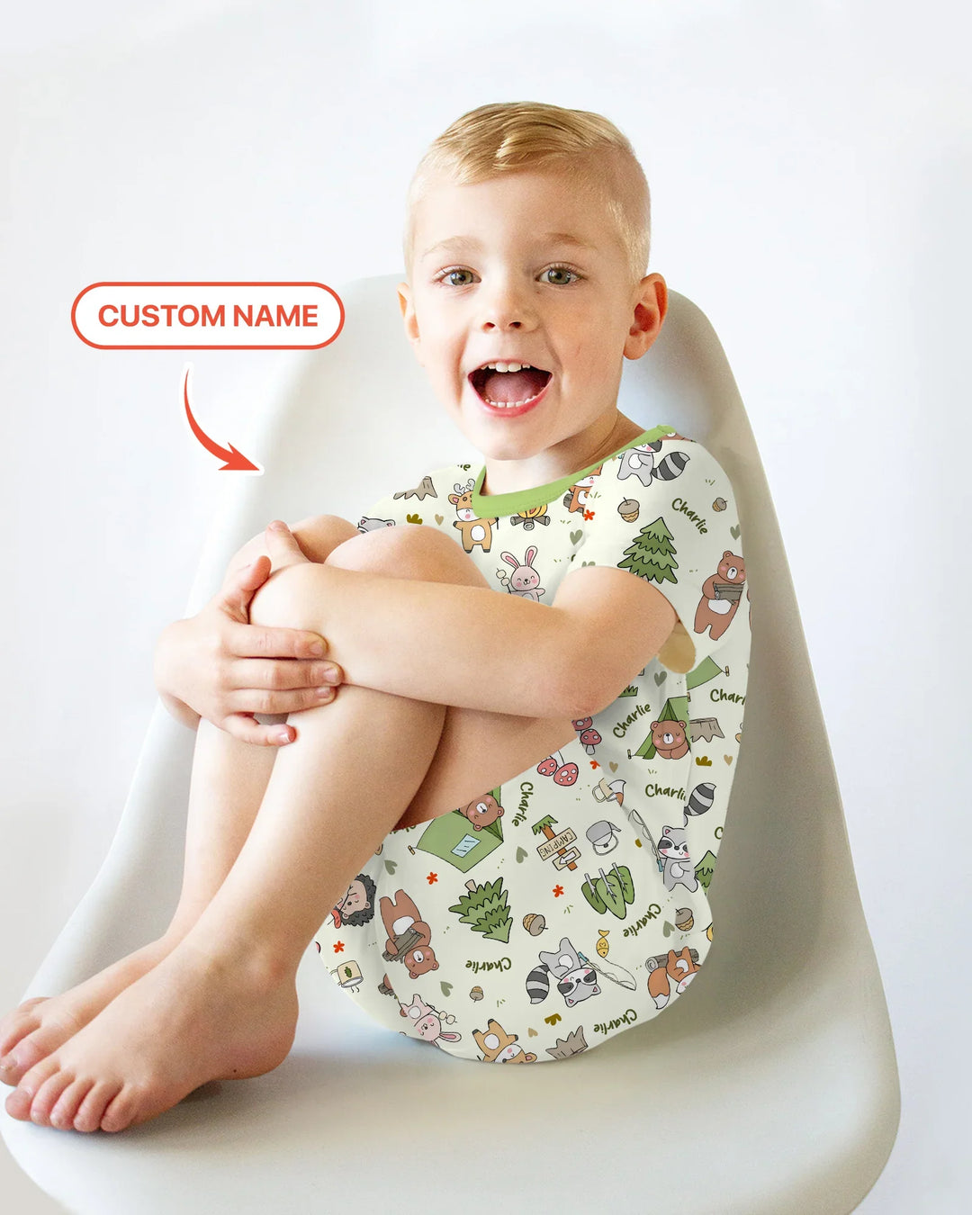 Zweiteiliges Pyjama-Set mit kurzen Ärmeln und Shorts im Sommer-Design