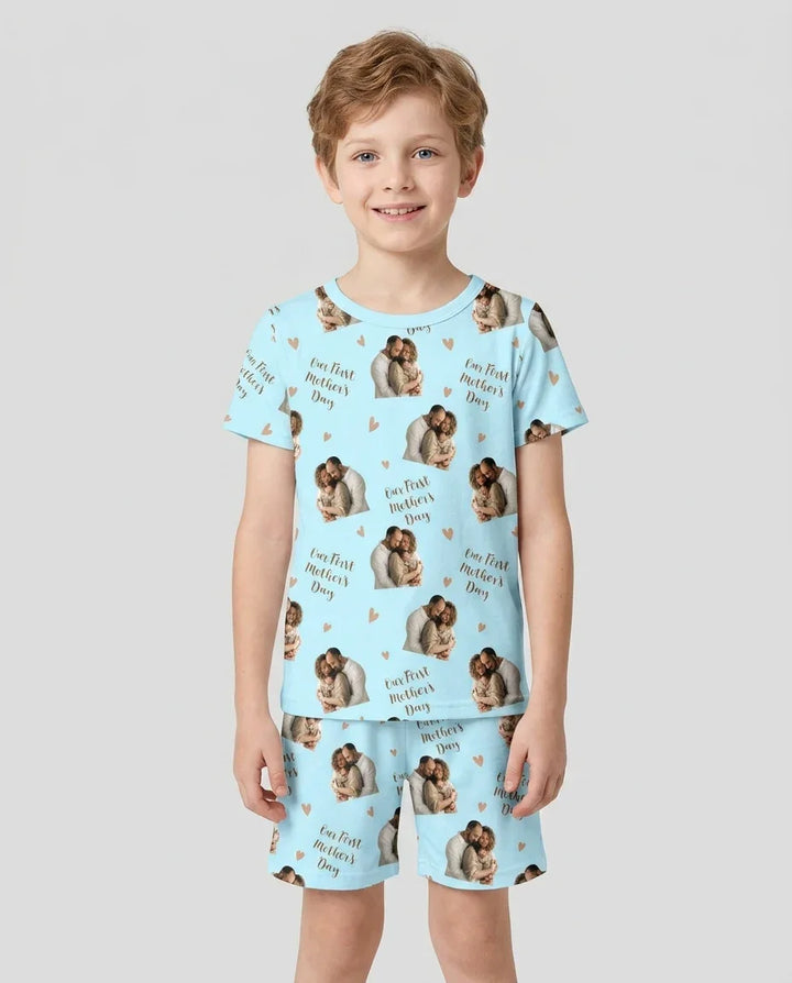 Zweiteiliges Pyjama-Set mit kurzen Ärmeln und Shorts im Sommer-Design